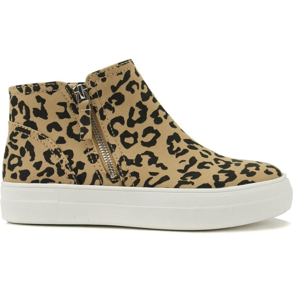 Women Chelsea High Top Platform Sneakers Leopard Cheetah Print Side Zipper SZ 6